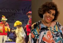 Alcione reage após levar tombo em show. Foto: Reprodução de vídeo
