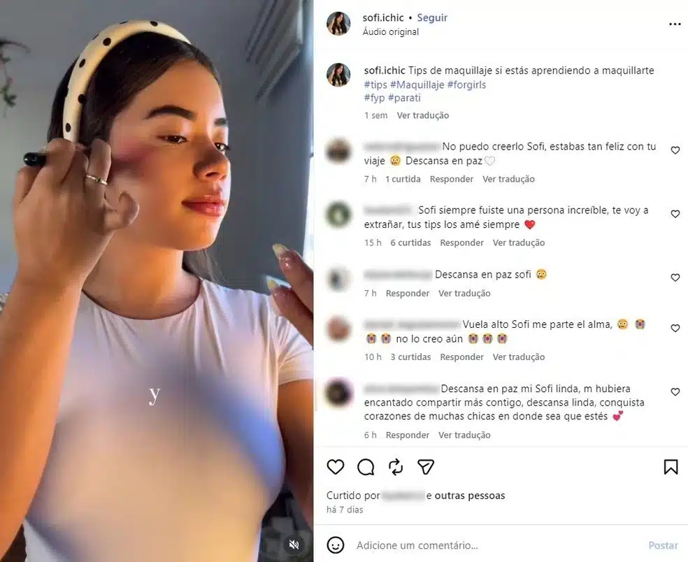 Adolescente colombiana Sofia Murillo que morreu em queda de helicóptero no Rio Foto: Reprodução/Instagram