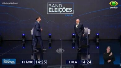 Flávio e Lula durante debate na Band. Foto: Reprodução de vídeo