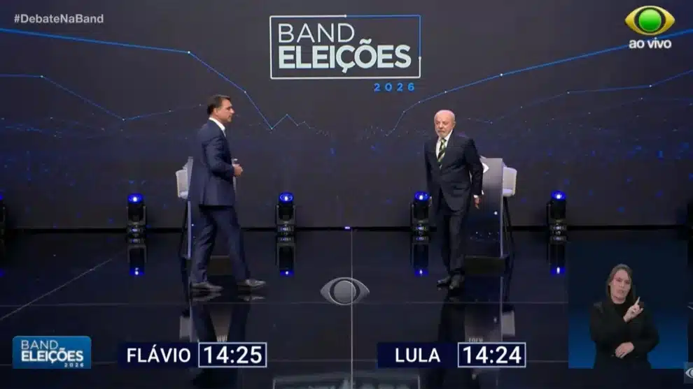 Flávio e Lula durante debate na Band. Foto: Reprodução de vídeo